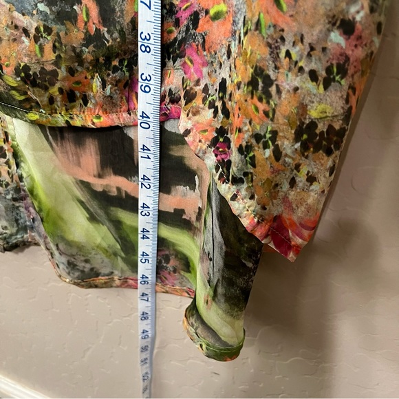 Bryn Walker Silk dress floral tie dye sheer shift Midi Dress Small NWT - Picture 15 of 17